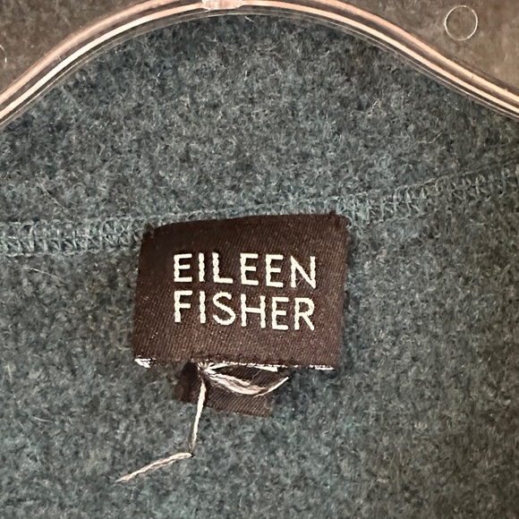 Eileen Fisher Woman’s Felted Wool Teal Jacket Blazer large open front - Picture 2 of 14